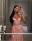 Pink Retro Elegant Sweetheart Neckline A-Line Spaghetti Strap Satin Long Prom Dress Birthday Prom Dress Bridesmaid Dresses