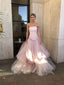 Light Pink Tulle Long Prom Dress, Pink Tulle Prom Dresses