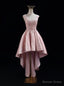 Pink Satin Lace Prom Dresses