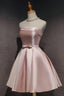 Pink Off The Shoulder Satin Homecoming Dresses