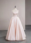 Pink Satin Straps Long Prom Dress with Bow, Pink Satin Prom Dress