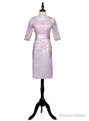 Pink Sheath Half Sleeves Appliques Mother Of The Bride Dresses