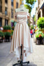 Pink Short Homecoming Dress Off The Shoulder Satin High Low Prom Dresses