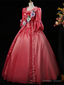 Pink Short Sleeve 3D Flower Rococo Victorian Vintage Dresses