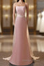 Pink Simple Mermaid Straps Long Evening Dresses, Pink Formal Dresses Prom Dresses