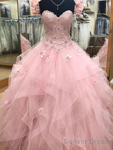 Pink Sweetheart Tulle Long Prom Gown, Pink Sweet 16 Dress