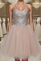 Pink sweetheart tulle short prom Dresses, homecoming Dresses