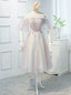 Pink Tulle Appliques Short Bridesmaid Dresses