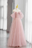 Pink Tulle Floor Length Prom Dress, Cute A Line Prom Dresses