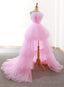 Pink Tulle High Low Layers Homecoming Dress, Pink Prom Dresses