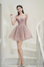 Pink Tulle Knee Length Prom Dress, Cute A Line Prom Dresses