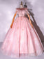 Pink Tulle Lace Off the Shoulder Feather uinceanera Dresses