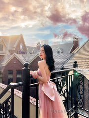 Pink Tulle Long Formal Dress Party Dress, Pink Tulle And Satin Prom Dress