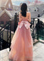 Pink Tulle Long Formal Dress Party Dress, Pink Tulle And Satin Prom Dress