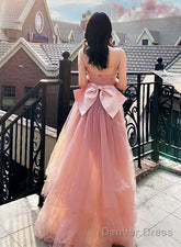 Pink Tulle Long Formal Dress Party Dress, Pink Tulle And Satin Prom Dress