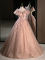 Pink Tulle Off the Shoulder 3D Flower Quinceanera Dresses