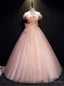 Pink Tulle Off the Shoulder Appliques Pleats Quinceanera Dresses