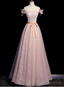 Pink Tulle Off the Shoulder Beading Handwork Flower Prom Dresses