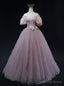 Pink Tulle Off the Shoulder Prom Dresses