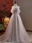 Pink Tulle Sequins Beading Strapless Prom Dresses