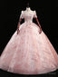 Pink Tulle Sequins Short Sleeve Appliques Quinceanera Dresses