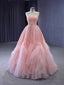 Pink Tulle Sequins Sweetheart Prom Dresses