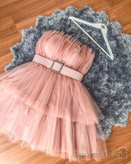Pink Tulle Short Homecoming Dresses