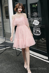 Pink Tulle Short Prom Dress, A-Line Party Dress