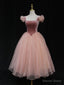 Pink Tulle Short Prom Dress, Pink Tulle Puffy Homecoming Dresses