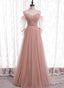 Pink Tulle Simple A Line Long Wedding Prom Dress Pink Prom Dress shops