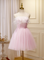 Pink Tulle Spaghetti Straps Homecoming Dresses