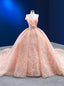 Pink Tulle Spaghetti Straps Pearls Sequins Prom Dresses