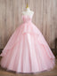 Pink Tulle Strapless Pleats Pearls Quinceanera Dresses