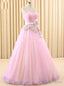 Pink Tulle Sweetheart Pleats With Flower Wedding Dresses