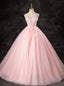 Pink Tulle Sweetheart Sequins Appliques Quinceanera Dresses