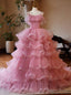 Pink Tulle Tiers Spaghetti Straps Princess Dresses