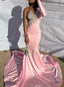 Pink Unique Long Prom Dress Mermaid Prom Dresses