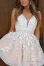 Pink V Neck A Line Homecoming Dresses