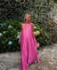 Pink/Green Fashion V-Neck Elegant Long Satin Prom Dress Prom Dress Wedding Guest Dress Maternity Dresses
