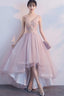 Pink V-Neckline High Low Fashionable Party Dress, Pink Prom Dress