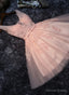 Pink V Neckline Tulle Knee Length Prom Dress, Lovely Tulle Prom Dresses