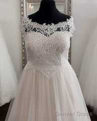 Plus Size A-Line Tulle Embroidery Wedding Dress