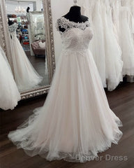 Plus Size A-Line Tulle Embroidery Wedding Dress