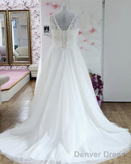 Plus Size Princess V-Neck Wedding Dress Lace Embroidery