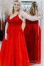 Plus Size Red Tulle Long Prom Dresses with Appliques