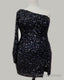 Plus Size Sequin One Sleeve Homecoming Dresses