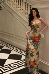 Pretty A Line Halter Floral Long Prom Dresses Birthday Outfits Evening Gown