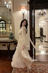 Pretty A Line High Neckline Chiffon Ankle Length Evening Dress Prom Dresses