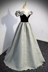 Pretty A Line Off The Shoulder Satin Long Evening Party Dresses Prom Dresses