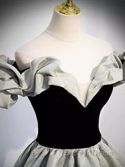 Pretty A Line Off The Shoulder Satin Long Evening Party Dresses Prom Dresses